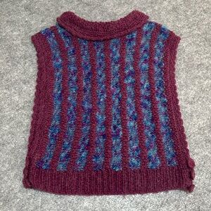 Homeknit Burgundy Blue Striped Vest